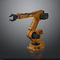 Orange Industrial Robot Arm With Mechanical Gripper Black Joints And Sturdy Base