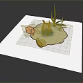 3D Paper Craft Scene With Pink Animal Figure Green Grass Leaf And Snail
