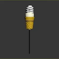 Creative Lighting Combination With Ice Cream Cone Shape Yellow Cone And White Spiral Bulb