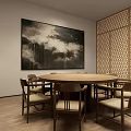 Dining Box Round Table and Chair Combination Sideboard Hanging Picture 3d model