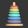 Rainbow Colored Wooden Stacking Rings Decorative Home Furniture Piece With Circular Layers