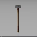 Classic Hammer With Gray Head Wooden Handle And Red Stripes