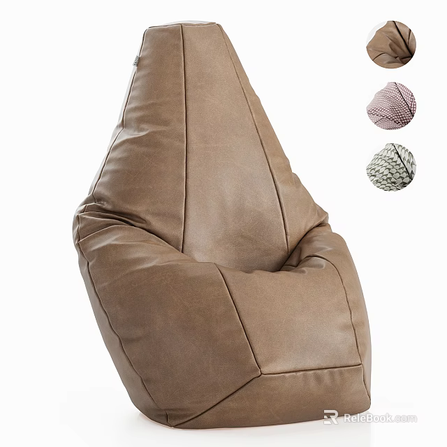 Comfortable Brown Leather Bean Bag Chair with Cozy Design and Various Color Options 3d model 