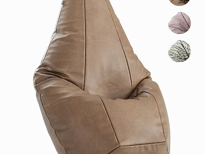 Comfortable Brown Leather Bean Bag Chair with Cozy Design and Various Color Options 3d model