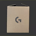 Brown Corrugated Cardboard Box with Open Lid and G Logo on Dark Background