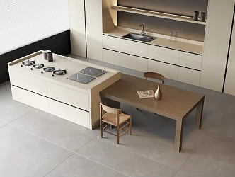 Nakajima Bar Table Integrated Nakajima Kitchen Table Solid Wood Dining Table Solid Wood Dining Chair Solid Wood Sideboard Sink Faucet Embedded Gas Stove Jewelry Ornaments 3d model