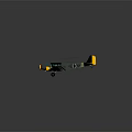 Camouflage Green Twin Engine Airplane Model With Yellow Wing Tips And Black Cross Markings