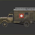 Vintage Ambulance With Red Cross Markings Rustic Brown Exterior And Metal Roof Design