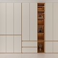 Simple Cream Style Log Wardrobe Segmented Bed End Wall Wardrobe Storage Cabinet 3d model