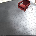 Dark Polished Wooden Floor With Red Chair And Side Table In Modern Living Room