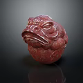 Red Carved Toad Decorative Ornament Set With Intricate Patterns And Shiny Stone Surface 3d model