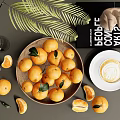 Delicate Ceramic Coffee Cup With Latte Art Fresh Oranges And Green Leaves In Wooden Bowl