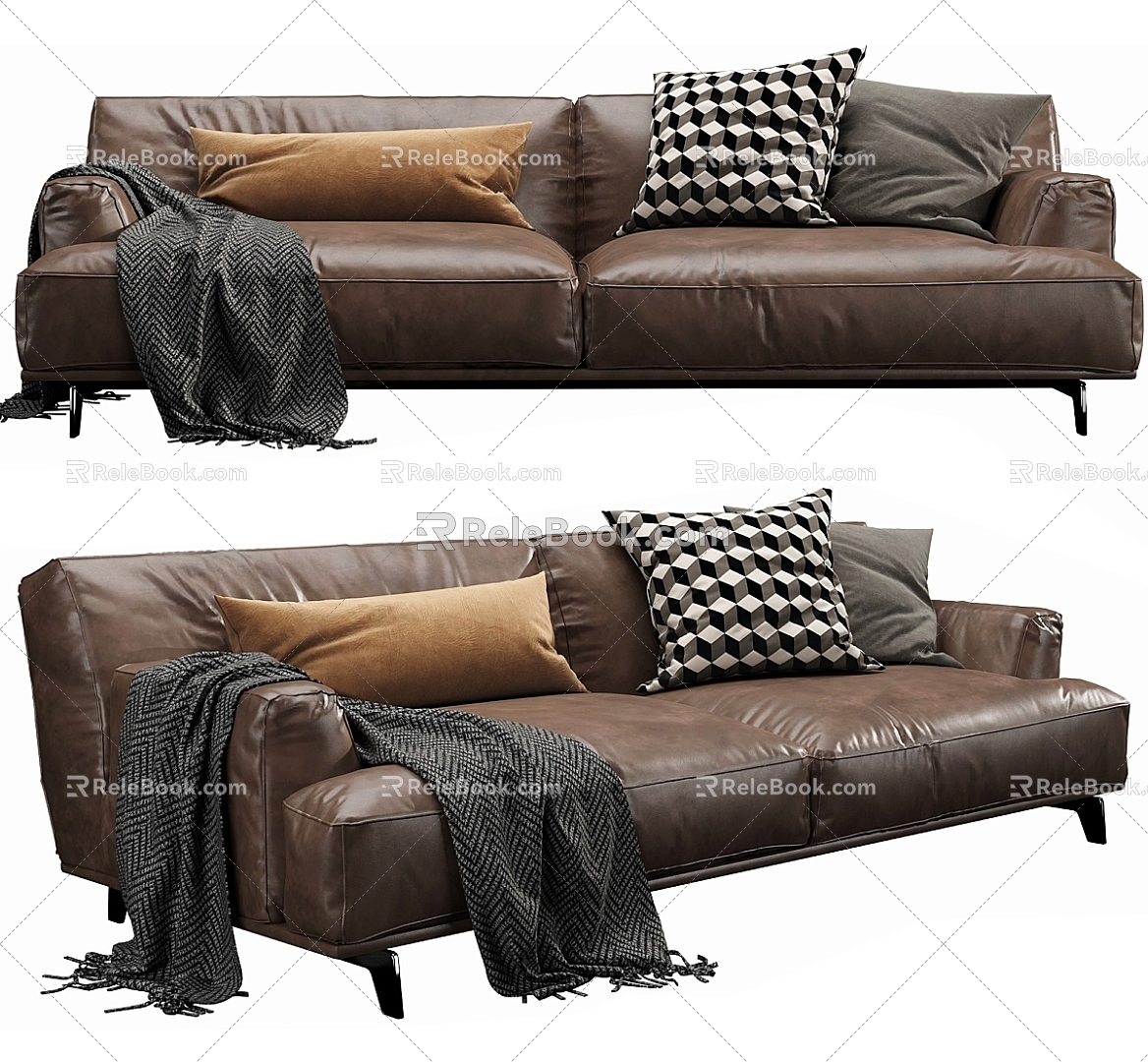 Poliform Tribeca double sofa leather sofa 3d model