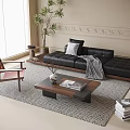 Mid-ancient style sofa coffee table combination coffee table leisure chair 3d model