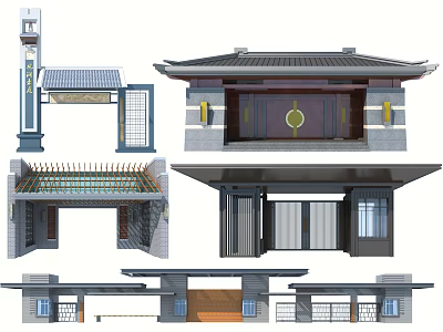 Traditional Chinese Entrance Gate Architectural Design With Classic Roof And Decorative Elements 3d model