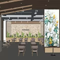 Tingzi Café Wooden Interior Design With Floral Mural Counter Green Plants And Open Space