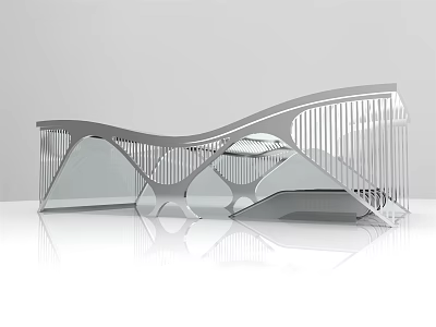 Modern Curved Architectural Structure With Metal Frames And Geometric Design 3d model