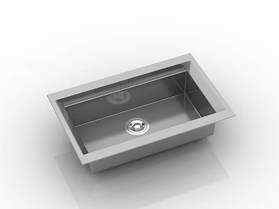 Stainless Steel Single Bowl Kitchen Sink With Modern Sleek Drain Design 3d model