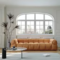 Modern Multiplayer Sofa Cream Sofa Coffee Table Combination 3d model