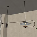 Modern Black Curved Frame Pendant Light With Two Bulbs And Green Plant In Dining Room