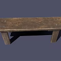 Sturdy Wooden Public Bench With Long Seat Simple Design And Natural Wood Grain