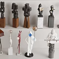 Modern Artistic Decorative Ornament Set With Various Figurines And Diverse Materials For Home Decor