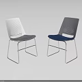 Modern Dining Chairs With Perforated Backrests Different Colored Seats And Metal Legs