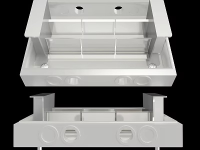 White Metal Industrial Equipment Enclosure With Sturdy Construction Multiple Holes And Compartments 3d model
