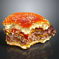 Delicious Juicy Hamburger with Sesame Seed Bun Juicy Beef Patty and Sauces