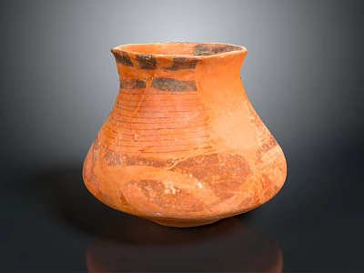 Traditional Terracotta Clay Pot With Orange Body And Black Decorative Patterns 3d model