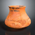 Traditional Terracotta Clay Pot With Orange Body And Black Decorative Patterns