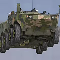 Camouflage Military Armored Functional Vehicle With Multi Wheel Design Number Insignia And Weaponry