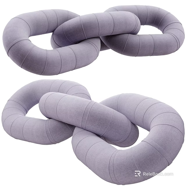 Unique Abstract Loop Design Gray Fabric Sofa For Modern Living Interior 3d model