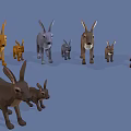 Cute Rabbits in Various Colors and Different Sizes Standing Together in Group
