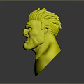 3D Fictional Character Bust Featuring Angry Expression Spiky Hair And Thick Eyebrows