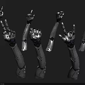 Silver Robotic Mechanical Arms With Diverse Hand Gestures And Blue Accents 3d model