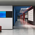 Science and technology blue red office open office area open office area office hall chip 3d model