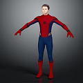 Man In Red And Blue Spider Man Costume Standing With Arms Outstretched
