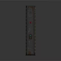 Industrial Control Panel Device With Yellow Black Warning Stripes And Red Black Buttons
