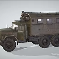 Vintage Military Truck With Six Wheel Drive Green Cargo Body Side Windows And Classic Design