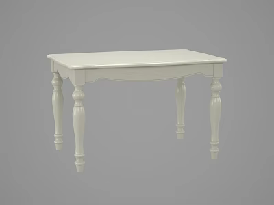 Elegant White Dining Table With Carved Legs And Sleek Top Design 3d model
