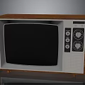 Vintage Electronic Television With Wooden Case White Frame And Control Dials