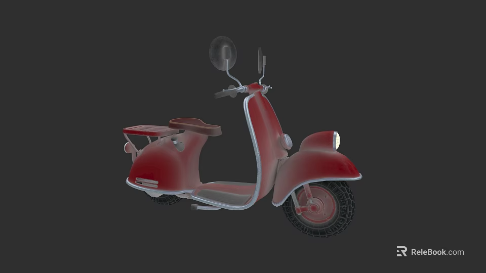 Red Vintage Scooter With Classic Design And Retro Styling Elements 3d model 