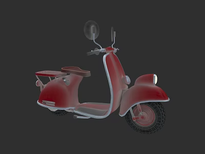 Red Vintage Scooter With Classic Design And Retro Styling Elements 3d model