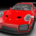 Red High Performance Sports Car With Sporty Front Fascia Black Accents And Rear Spoiler