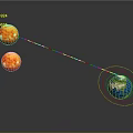 Red Lines Connect Three Suns To Earth With Blue Circular Rings