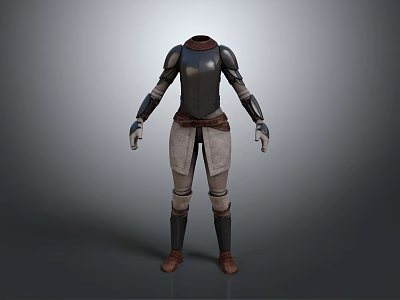 Stylish Everyday Clothing With Black Upper Grey Pants Brown Belt And Boots Design 3d model