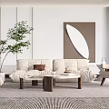 Modern Sofa Coffee Table Combination Large Flat Floor Furniture Sofa Combination 3d model