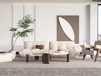 Modern Sofa Coffee Table Combination Large Flat Floor Furniture Sofa Combination 3d model