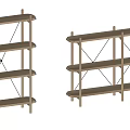 Wooden Open Shelving Units With Cross Braces For Storage And